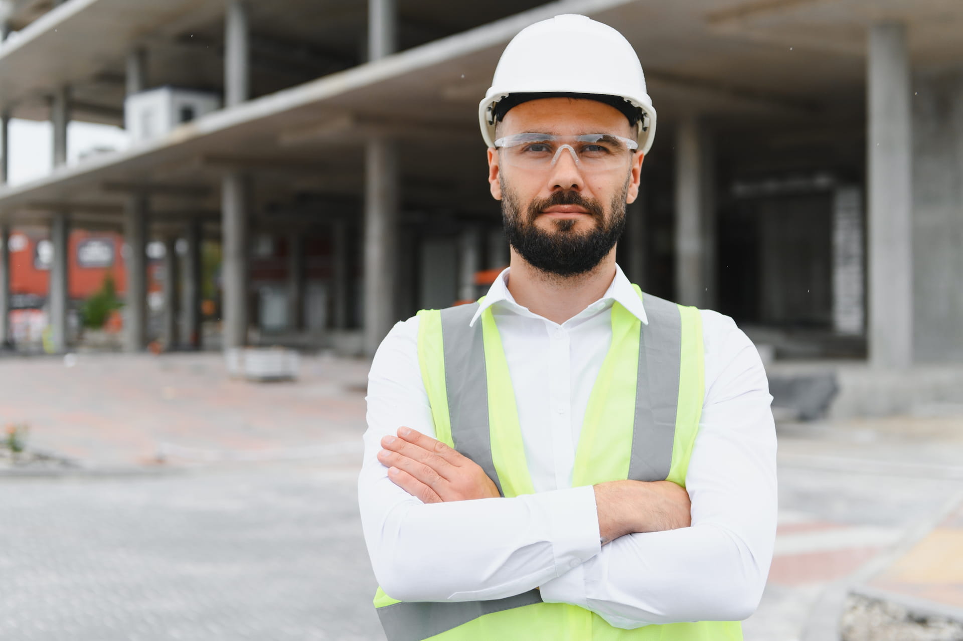 Elite construction professional on a major project site