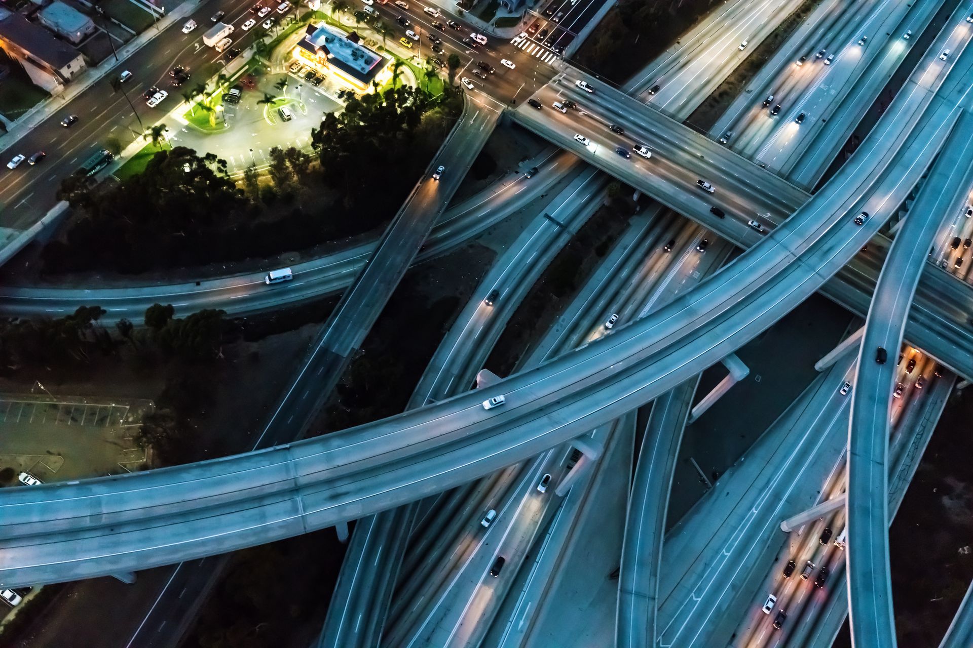 Highway mega-project at night