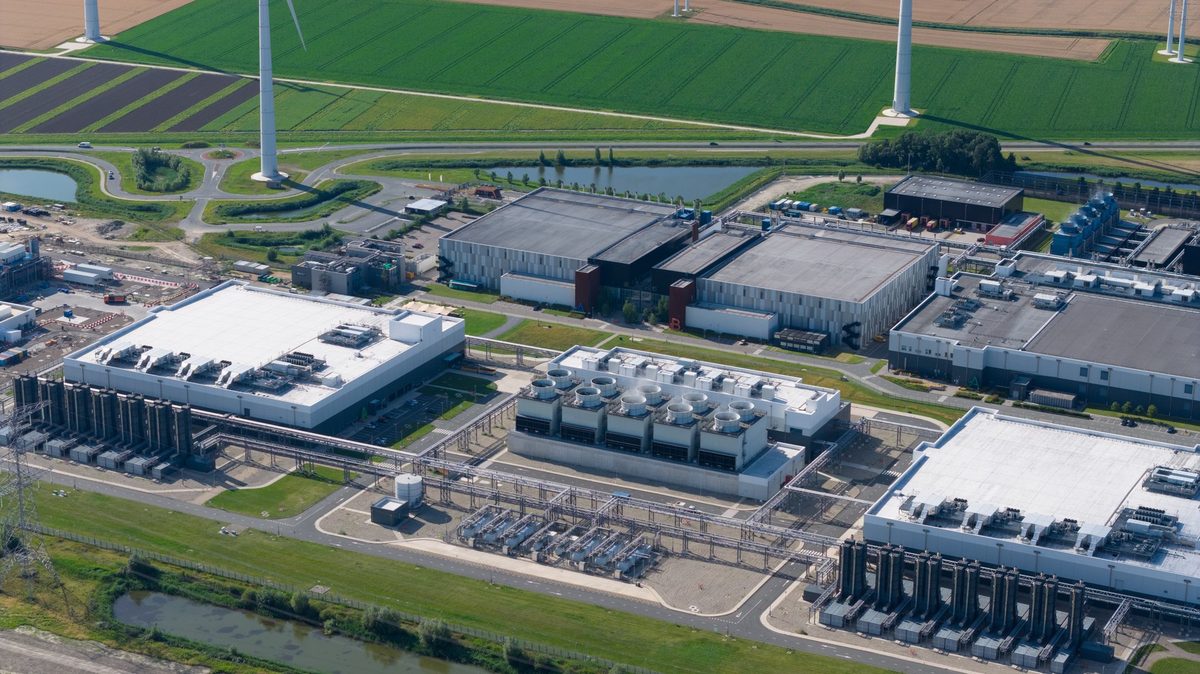 Hyperscale data center campus aerial