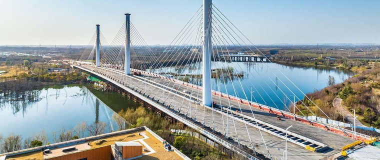 Bridge construction at golden hour