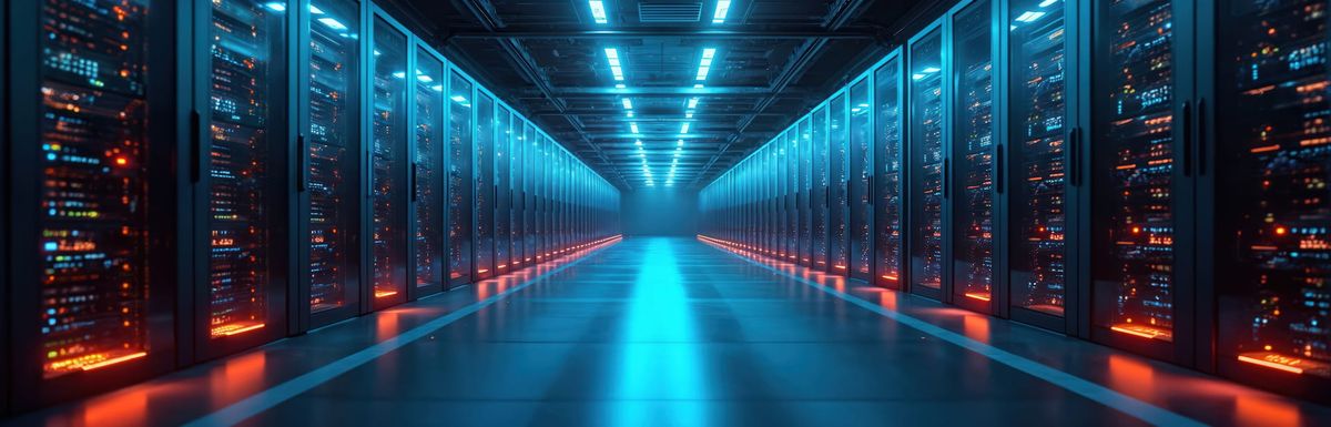 Data center interior with modern infrastructure