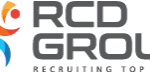 A black and grey logo for rcd group recruiting.