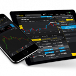 Here's an alt tag for the image: `Mobile and tablet stock trading apps`