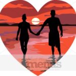 Here's an alt tag for the image: Romantic sunset couple holding hands.